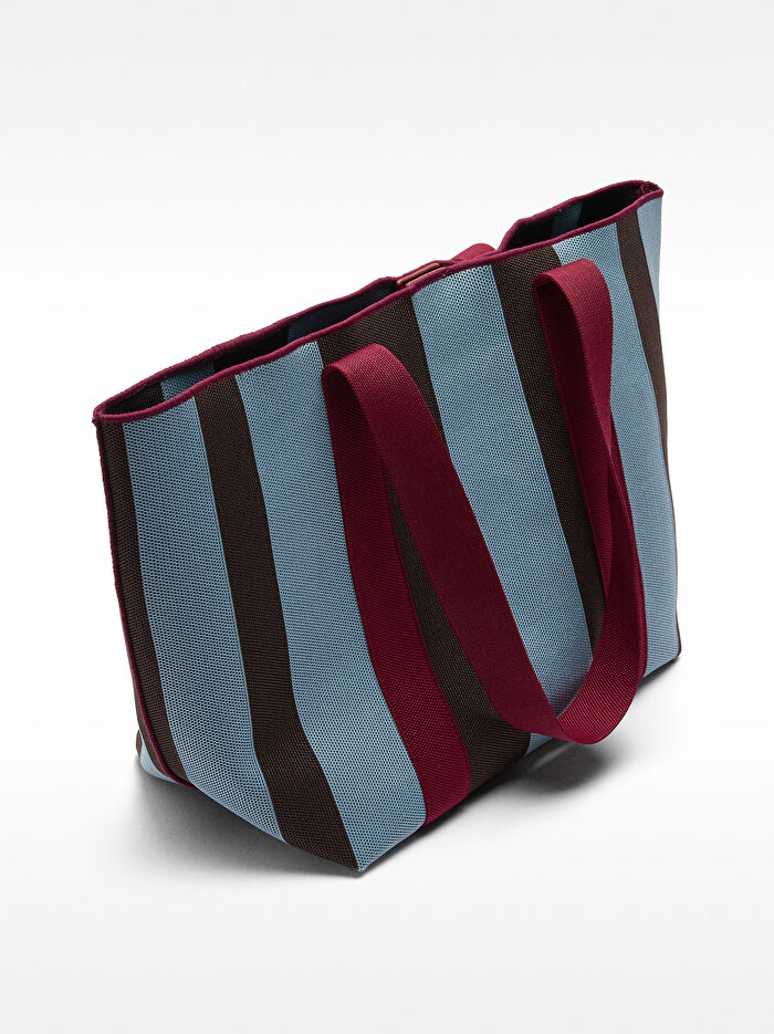 Çizgili Shopper Çanta