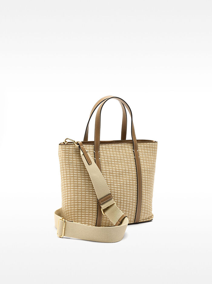 Çizgili Hasır Tote Çanta