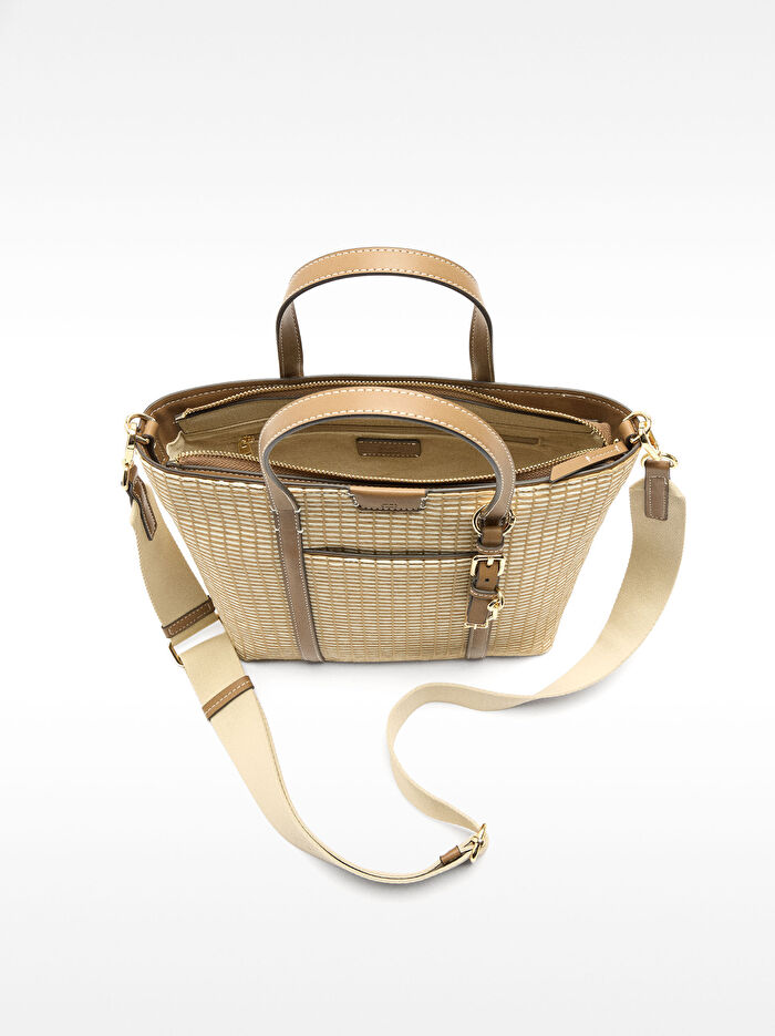 Çizgili Hasır Tote Çanta