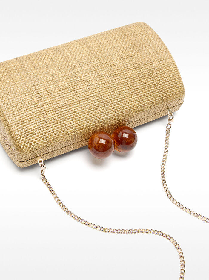 Hasır Görünümlü Party Clutch Çanta