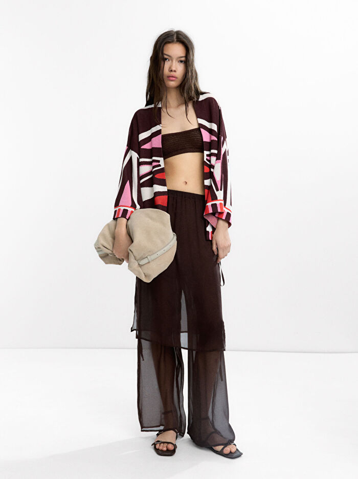 Jakarlı Örme Kimono