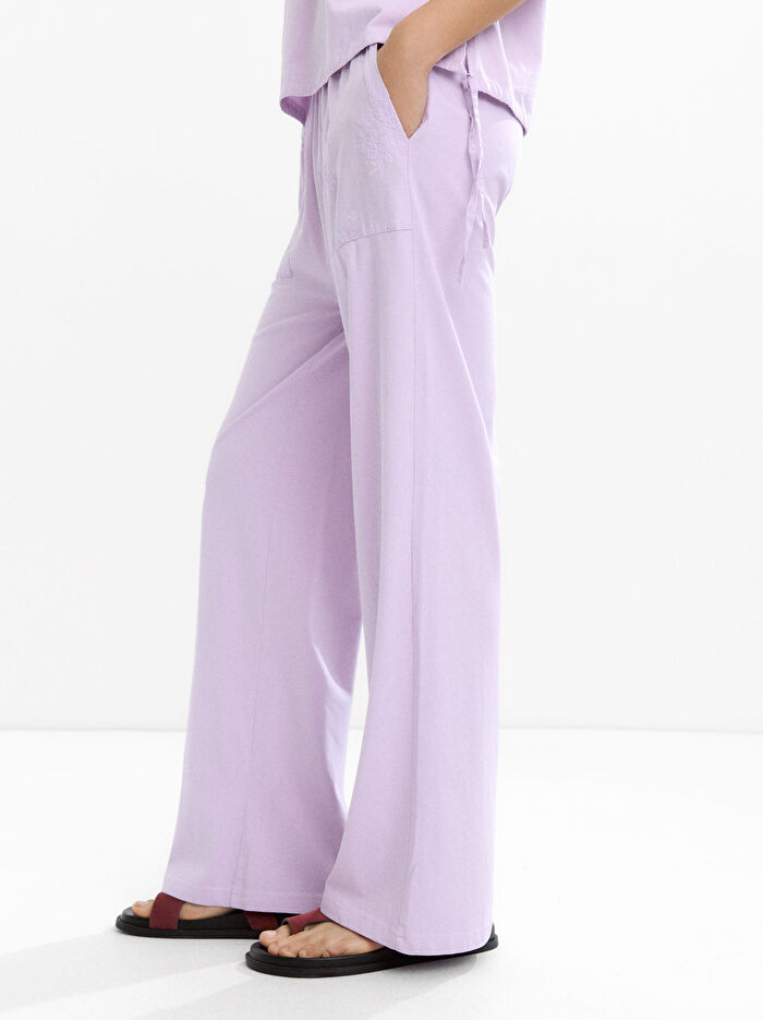 %100 Pamuk Nakışlı Pantolon