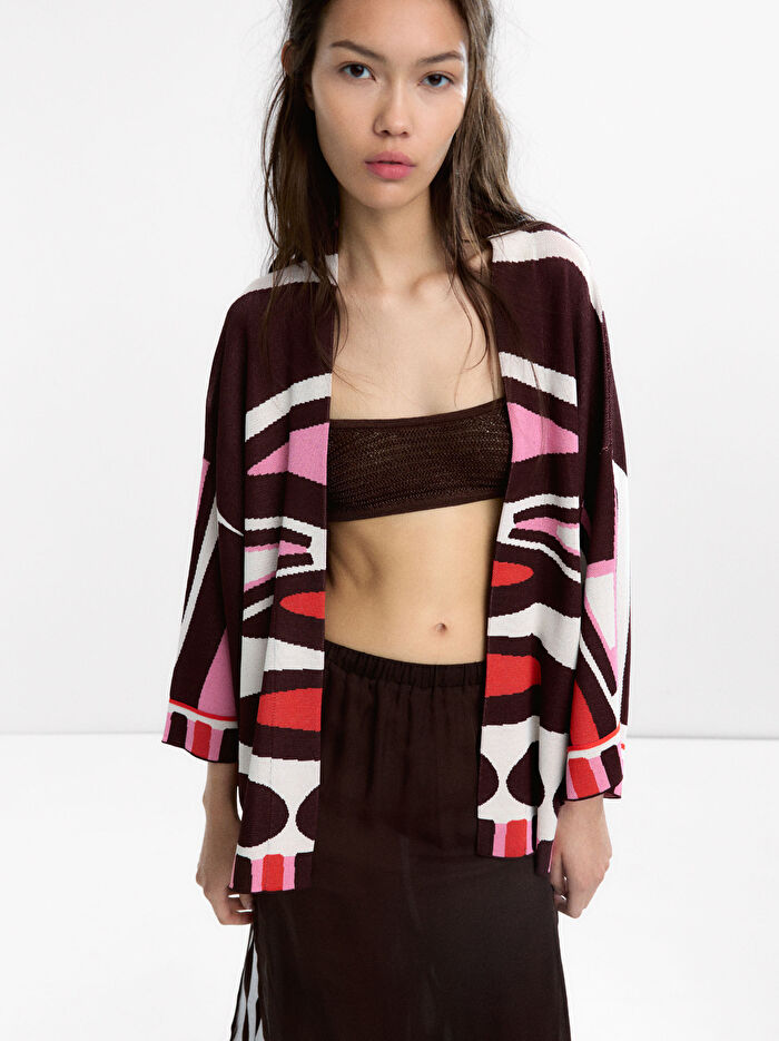 Jakarlı Örme Kimono
