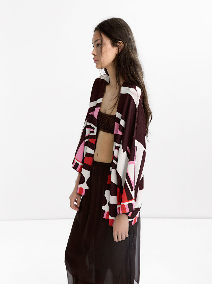 Jakarlı Örme Kimono