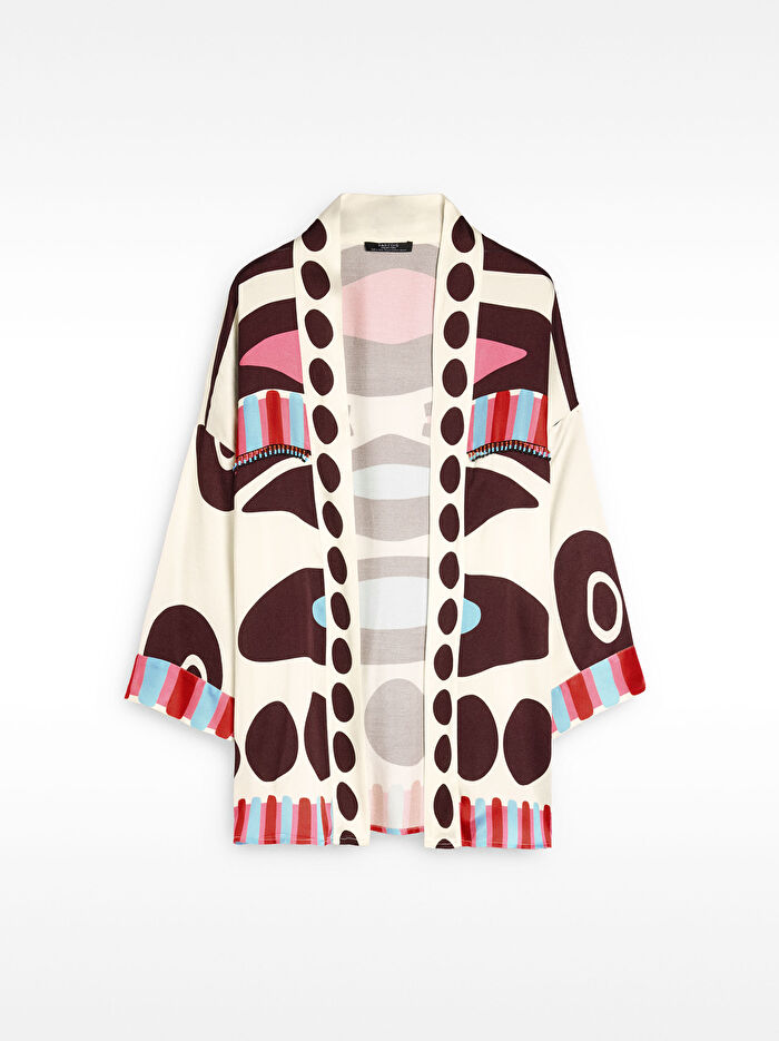 Geometrik Desenli Kimono