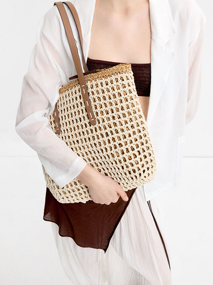 Hasır Örgü Shopper Çanta