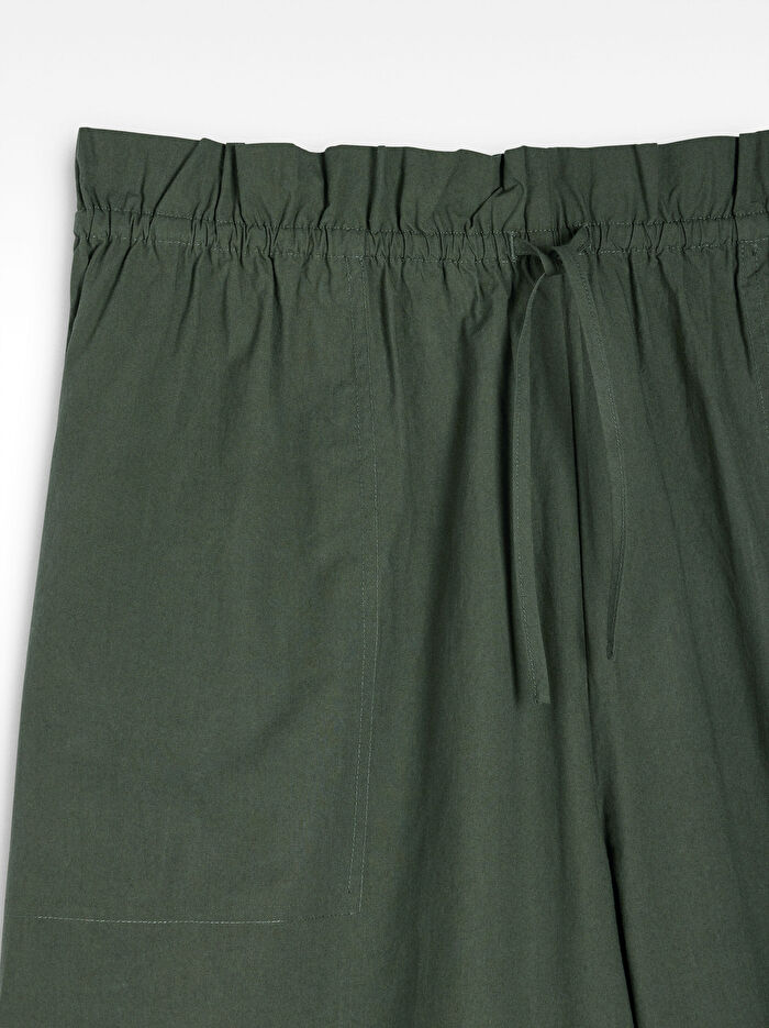 %100 Pamuklu Büzgülü Pantolon