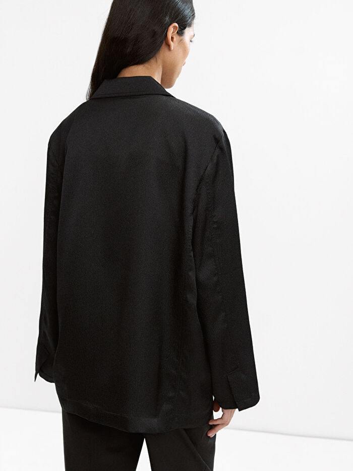 Saten Dokulu Blazer Ceket