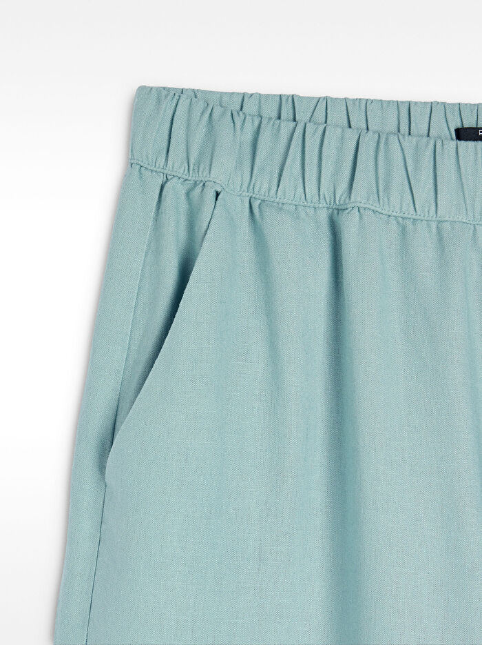 Keten Karışımlı Beli Lastikli Pantolon