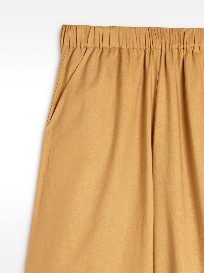 Keten Karışımlı Beli Lastikli Pantolon