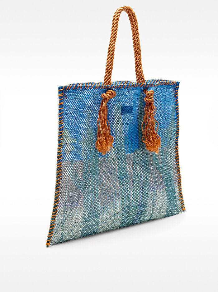 Desenli File Shopper Çanta