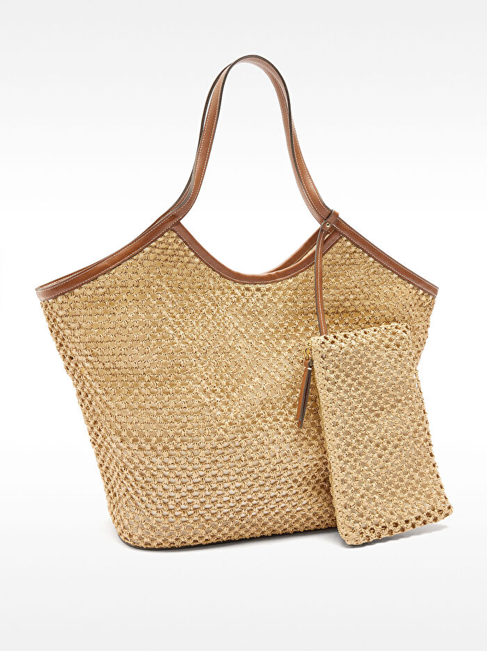 Hasır Efektli Shopper Çanta