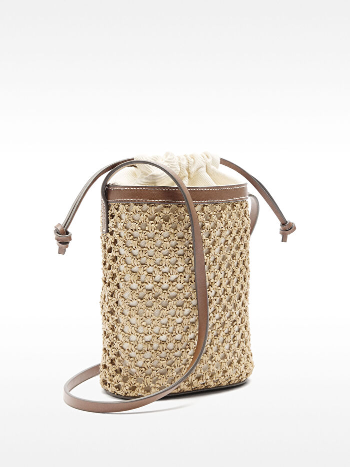 Hasır Efektli Bucket Çanta