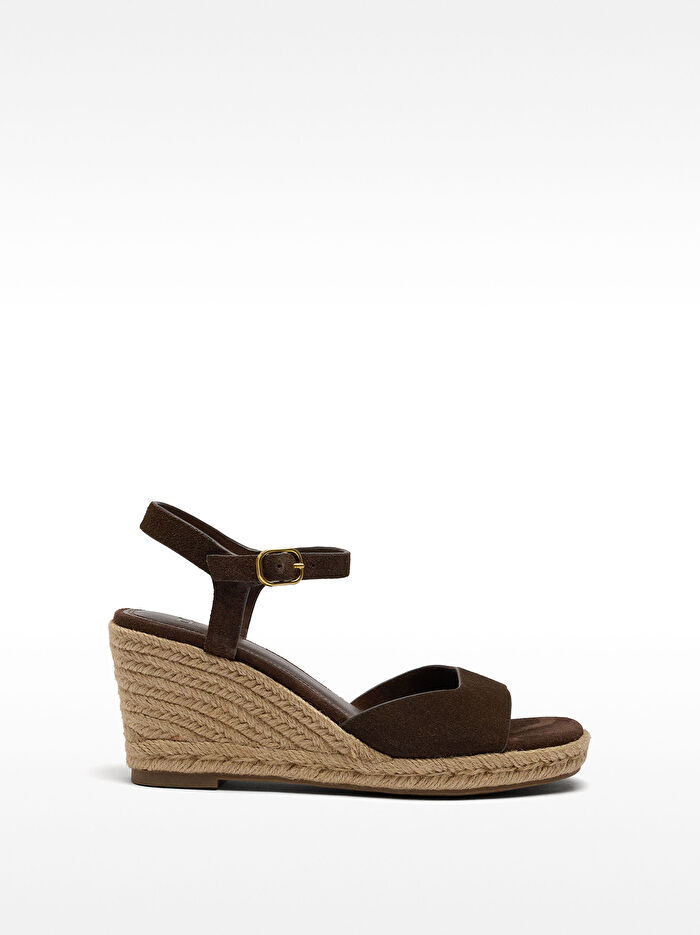 Dolgu Topuk Deri Sandalet