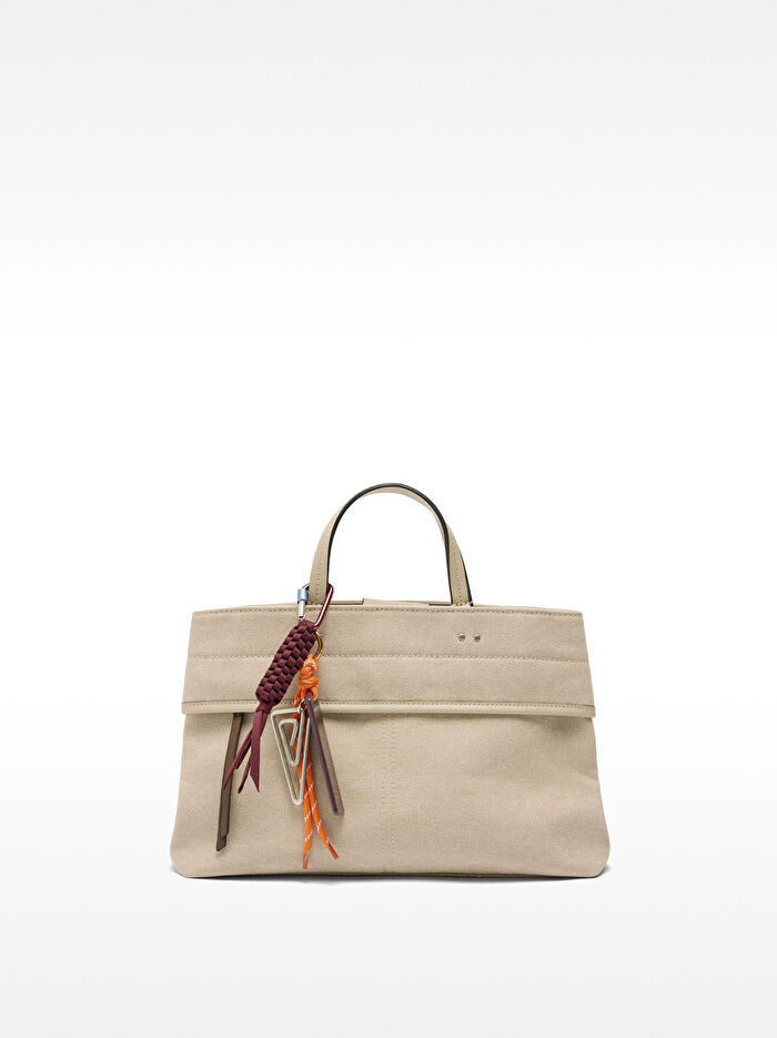 Charm'lı Kanvas Tote Çanta