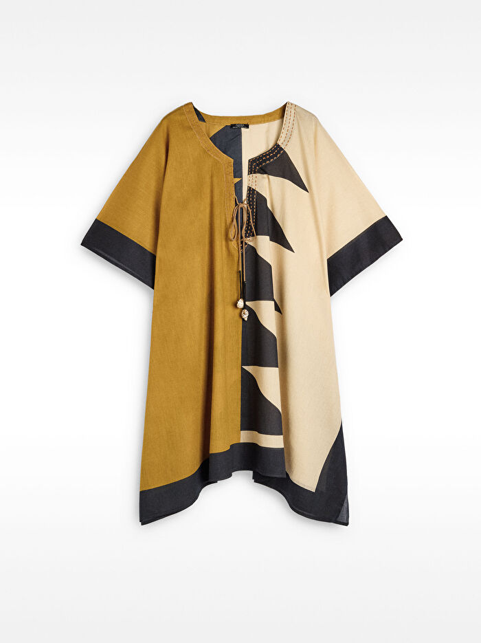 %100 Pamuk Desenli Kaftan