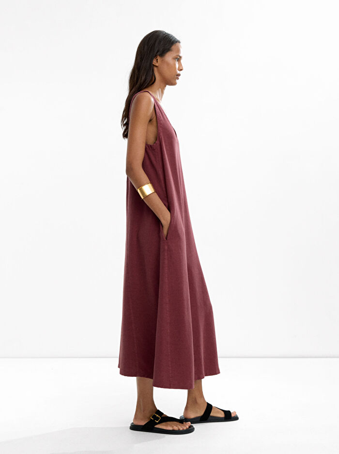 %100 Liyosel Midi Elbise