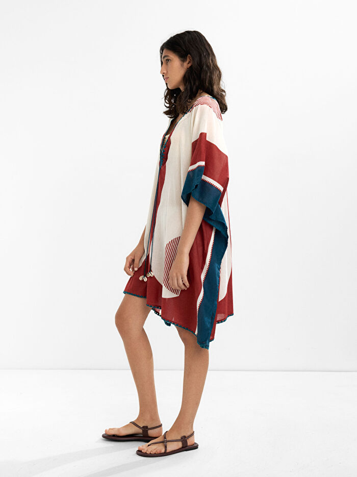 %100 Pamuk Desenli Kaftan