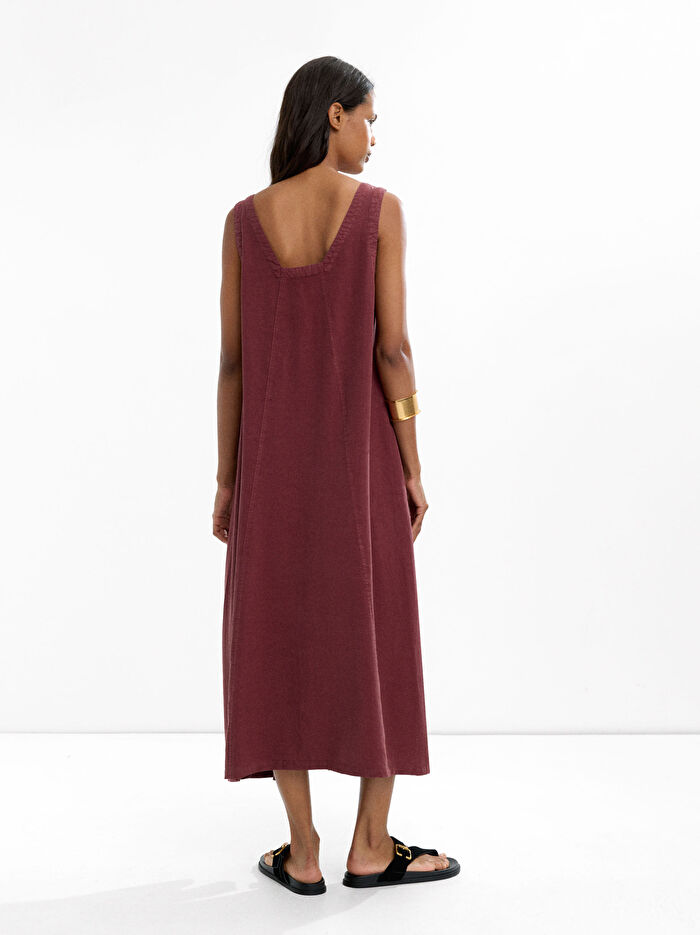 %100 Liyosel Midi Elbise