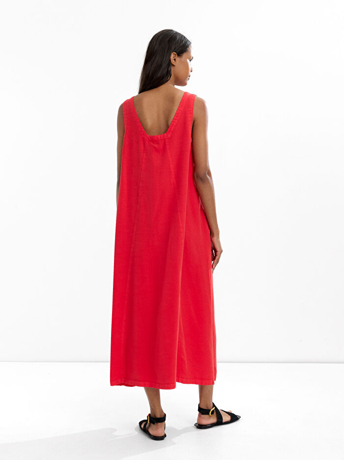 %100 Liyosel Midi Elbise
