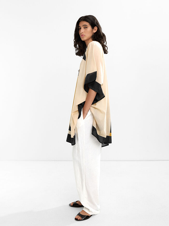 %100 Pamuk Desenli Kaftan