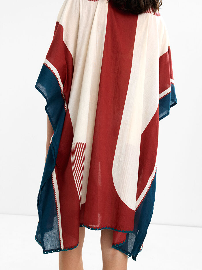 %100 Pamuk Desenli Kaftan
