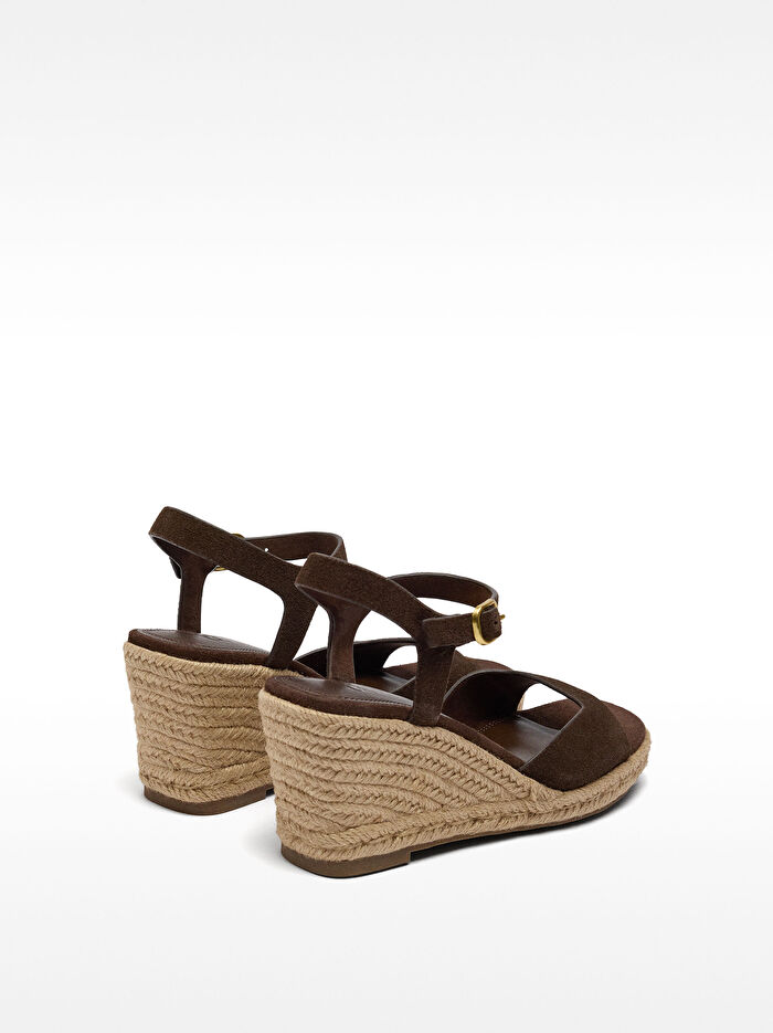 Dolgu Topuk Deri Sandalet