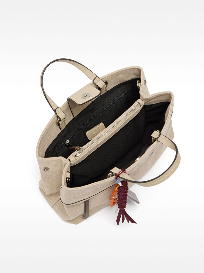 Charm'lı Kanvas Tote Çanta