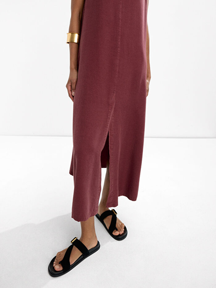 %100 Liyosel Midi Elbise