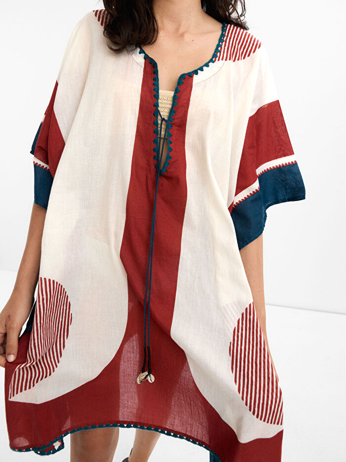 %100 Pamuk Desenli Kaftan