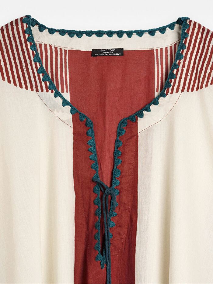 %100 Pamuk Desenli Kaftan