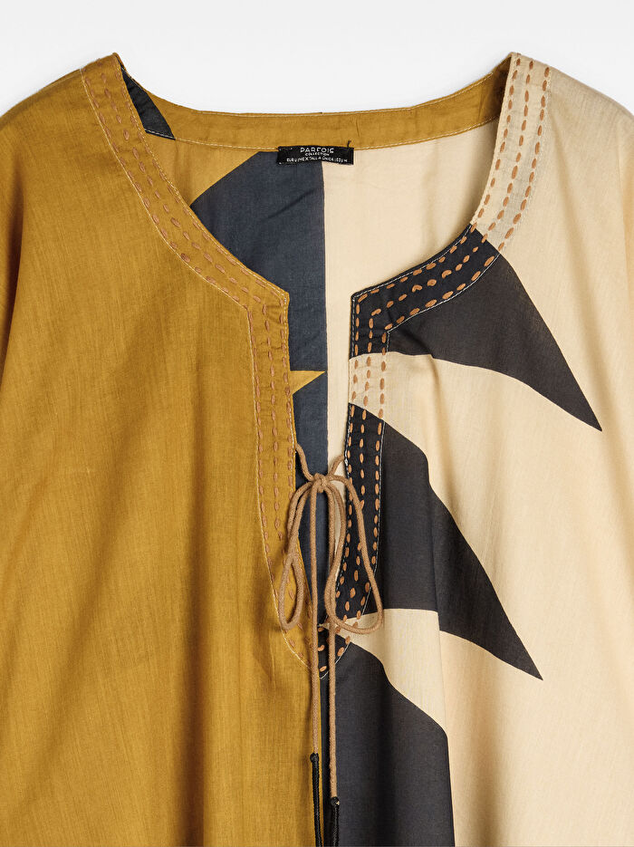 %100 Pamuk Desenli Kaftan