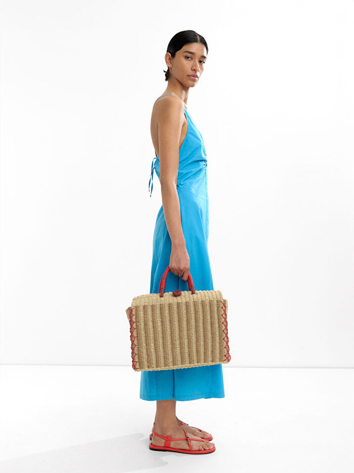 Hasır Efektli Tote Çanta