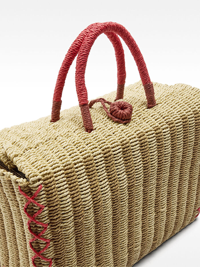 Hasır Efektli Tote Çanta