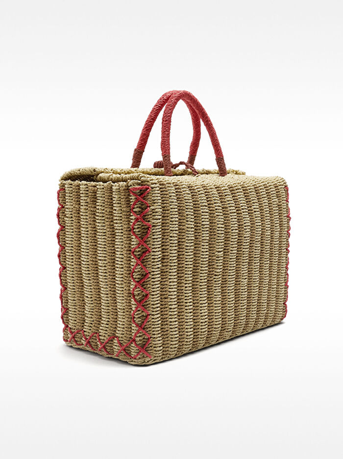 Hasır Efektli Tote Çanta