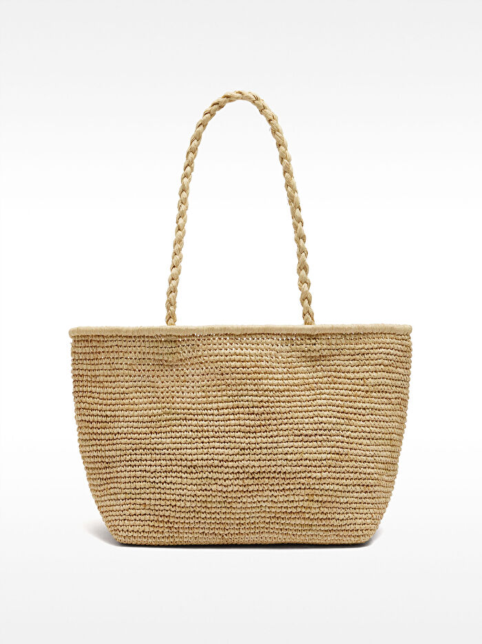 Orta Boy Hasır Shopper Çanta