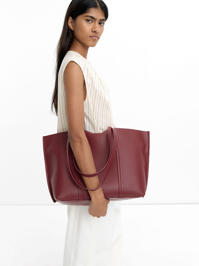 İçi Çıkarılabilir Delikli Shopper Çanta