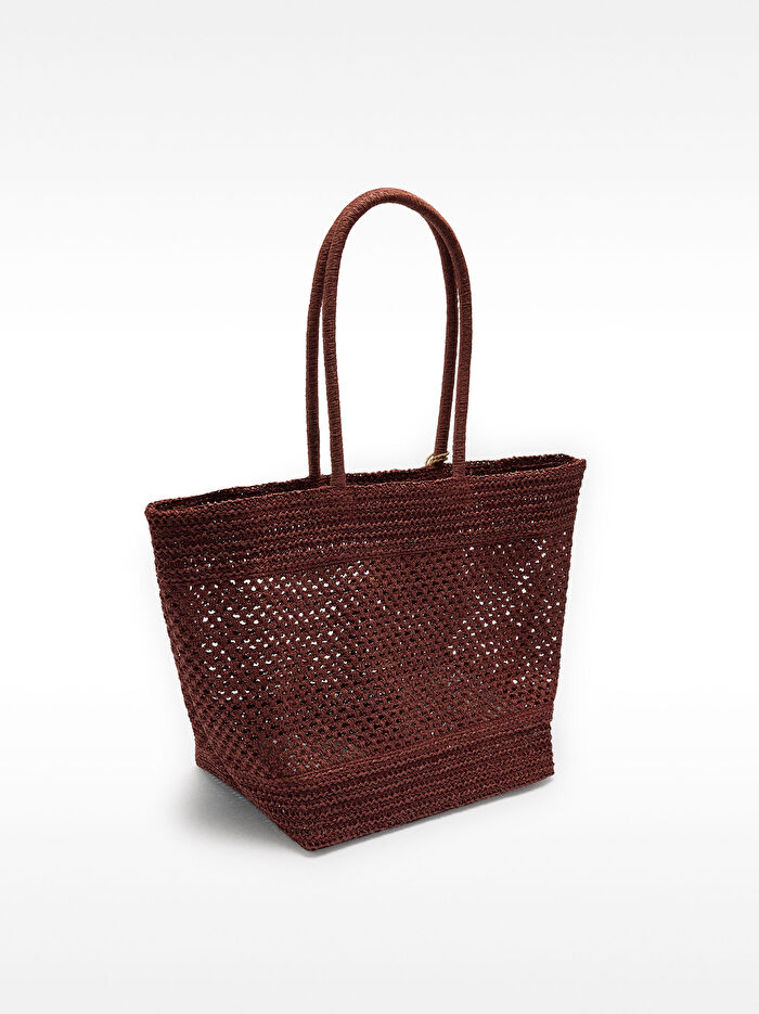 Charm'lı Hasır Efektli Shopper Çanta