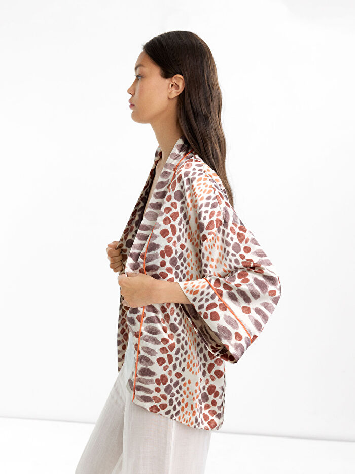 Dokulu Desenli Kimono