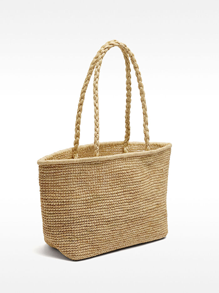 Orta Boy Hasır Shopper Çanta