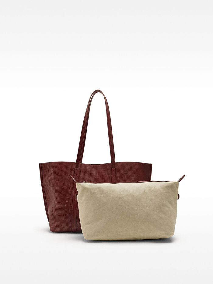 İçi Çıkarılabilir Delikli Shopper Çanta