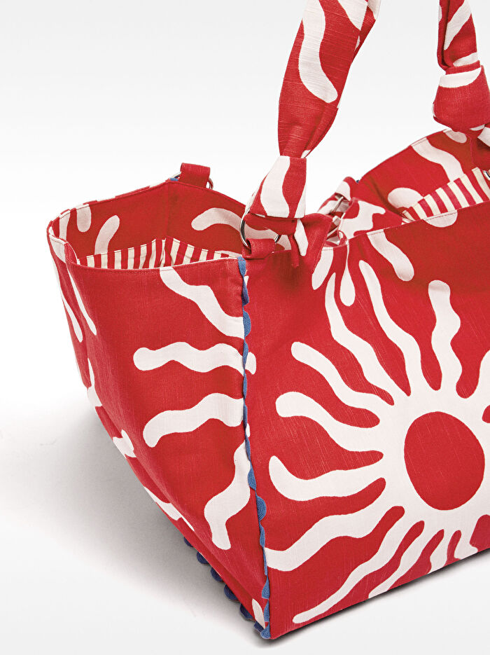 Desenli %100 Pamuklu Shopper Çanta