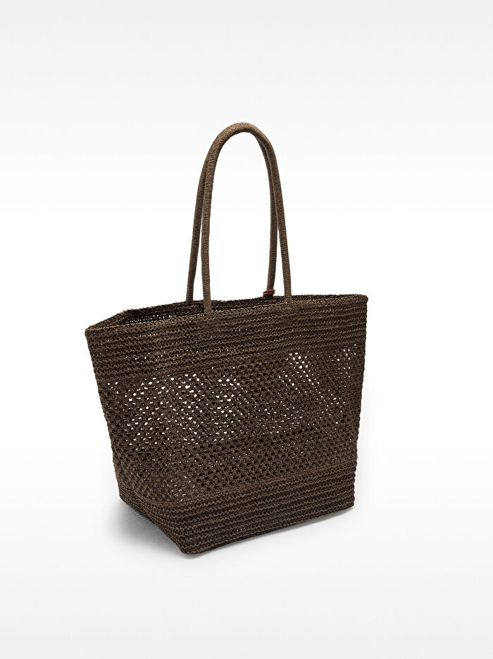Charm'lı Hasır Efektli Shopper Çanta