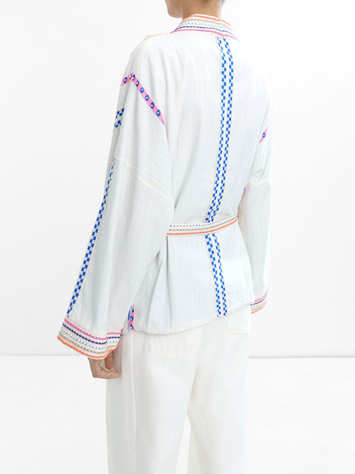 %100 Pamuklu Nakışlı Kimono