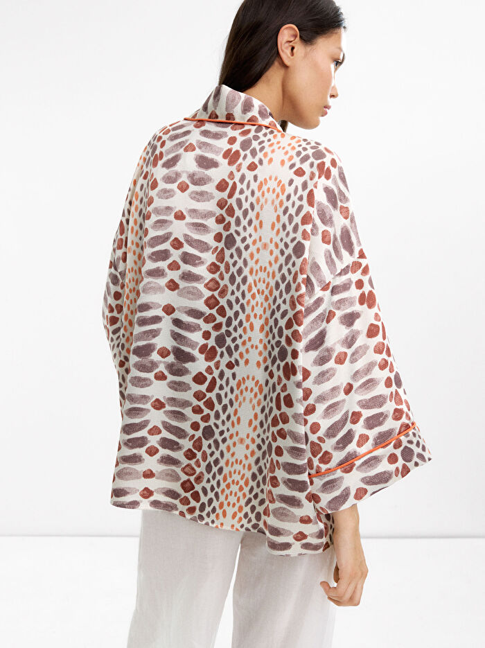 Dokulu Desenli Kimono