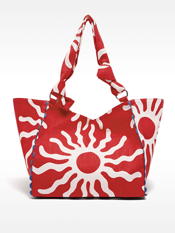 Desenli %100 Pamuklu Shopper Çanta