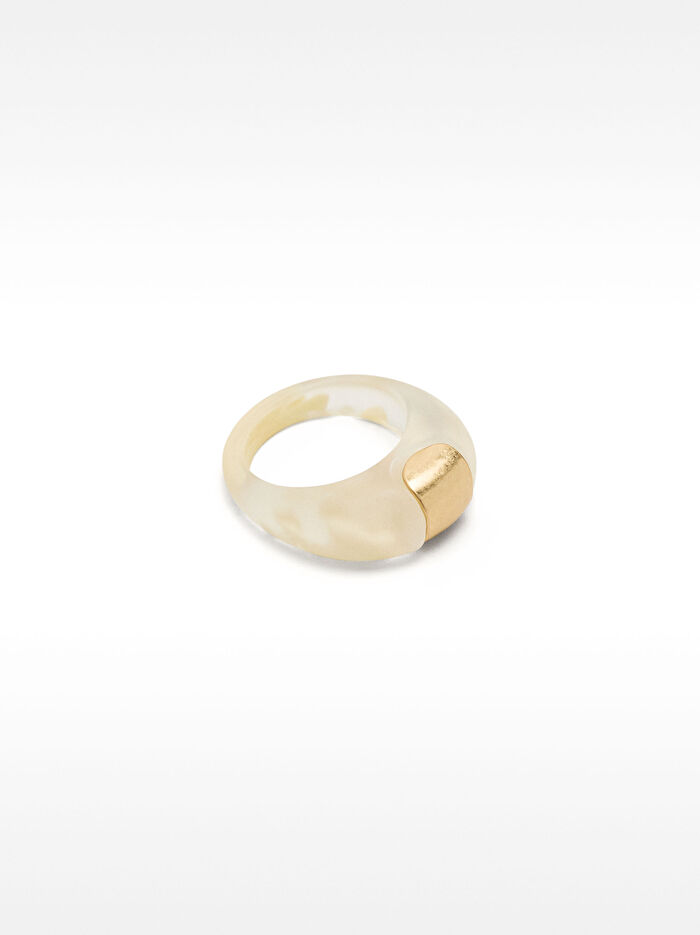 Metalik Detaylı Resin Yüzük