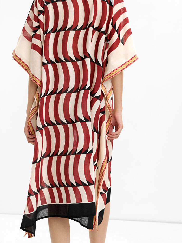 %100 Pamuk Desenli Kaftan