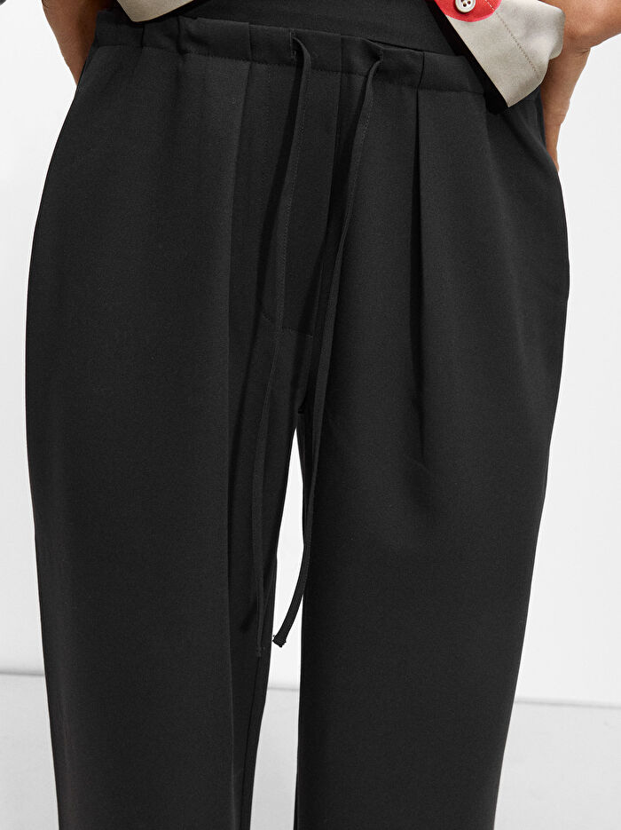 Düz Yün Karışımlı Pantolon