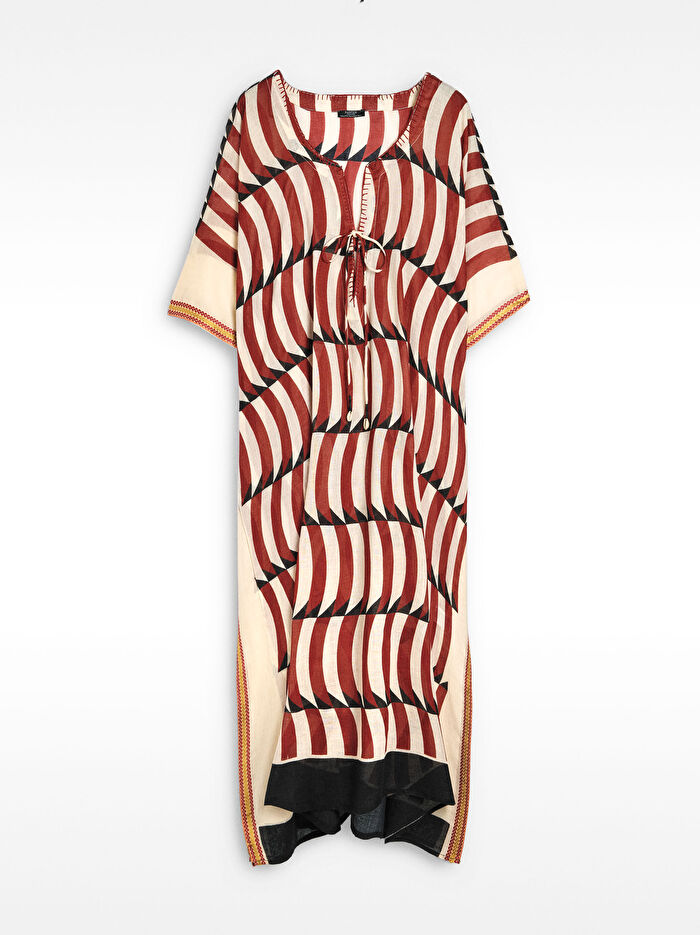 %100 Pamuk Desenli Kaftan